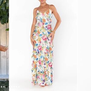 SHOW ME YOUR MUMU Ivory Botanical Floral Romance Ruffle Dress